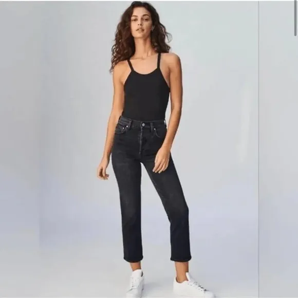 ARITZIA DENIM FORUM Jeans Womens 29 Black The Arlo High Rise Straight 28L