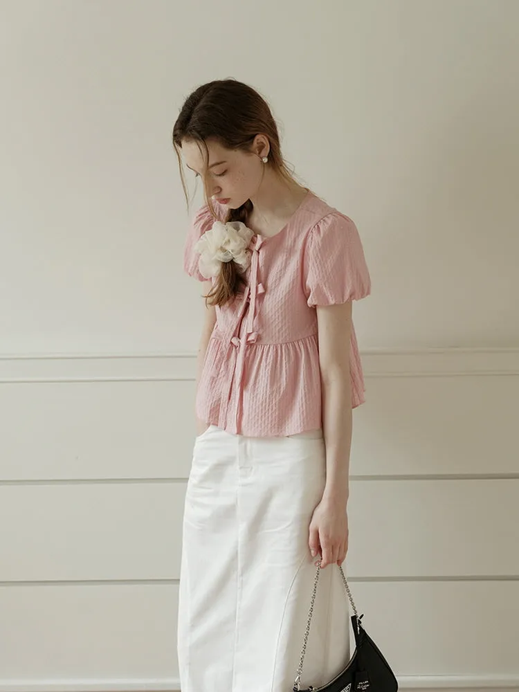 Babydoll Sweet Bow Puff Blouse