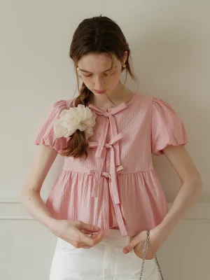 Babydoll Sweet Bow Puff Blouse