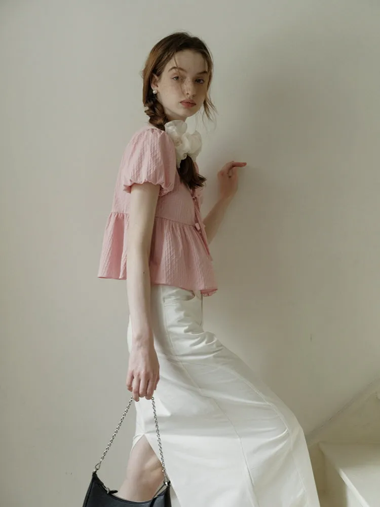 Babydoll Sweet Bow Puff Blouse