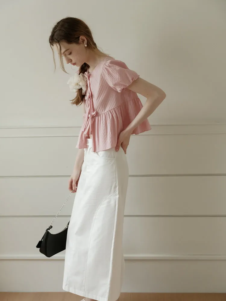 Babydoll Sweet Bow Puff Blouse