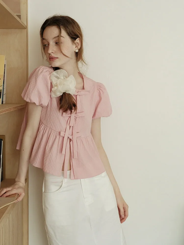 Babydoll Sweet Bow Puff Blouse