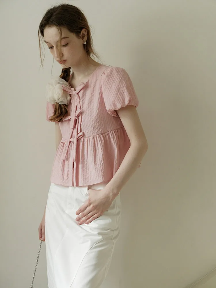 Babydoll Sweet Bow Puff Blouse