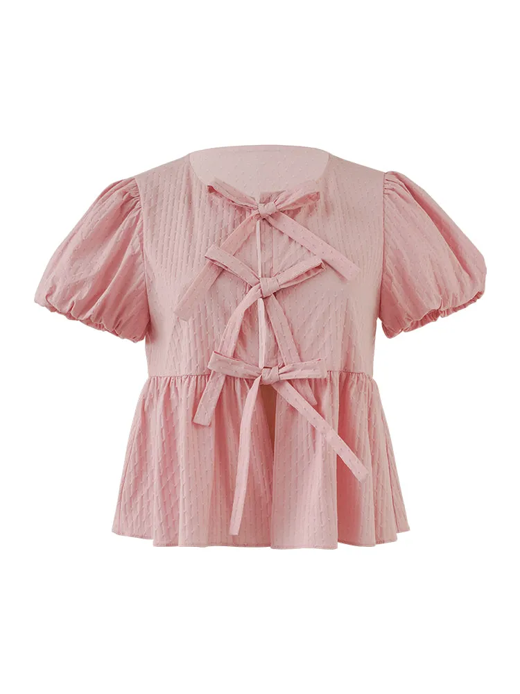 Babydoll Sweet Bow Puff Blouse
