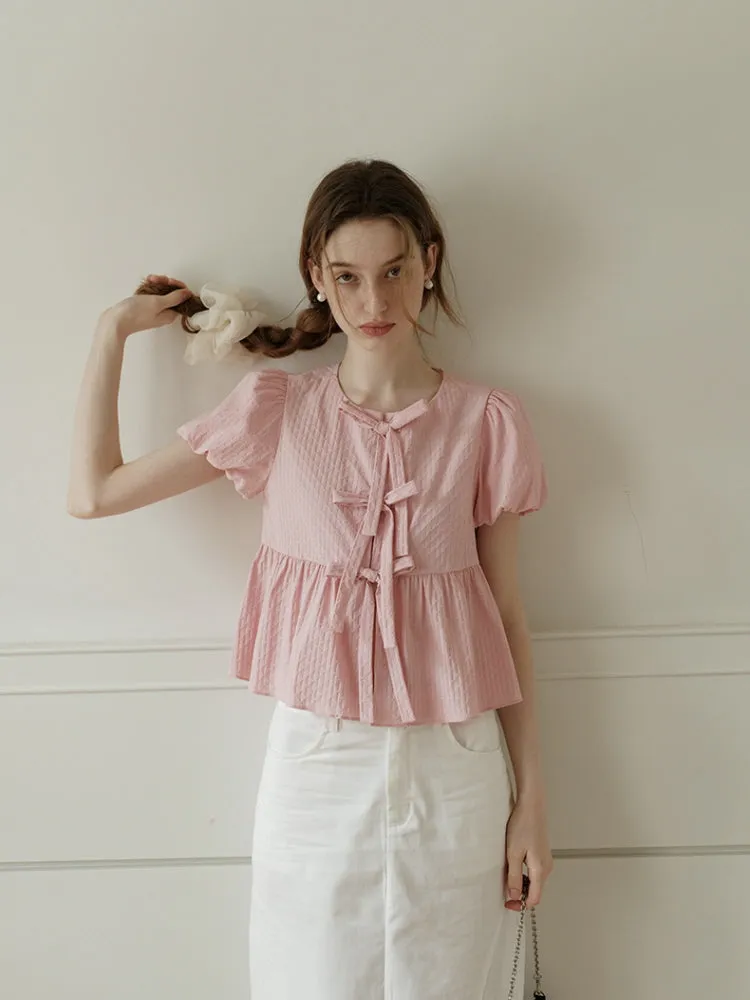 Babydoll Sweet Bow Puff Blouse