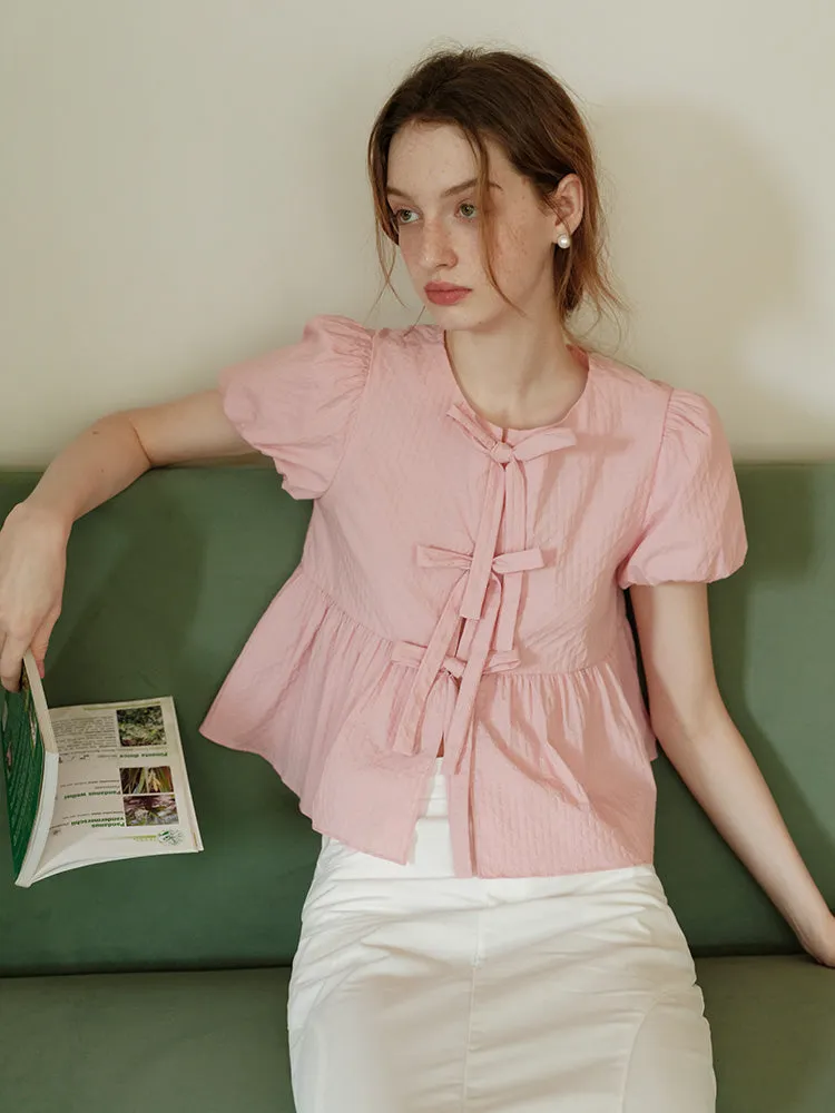 Babydoll Sweet Bow Puff Blouse
