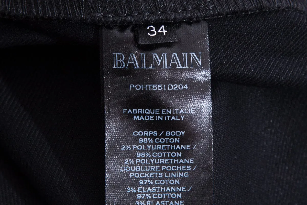 Balmain Black  Moto Jeans SZ 34