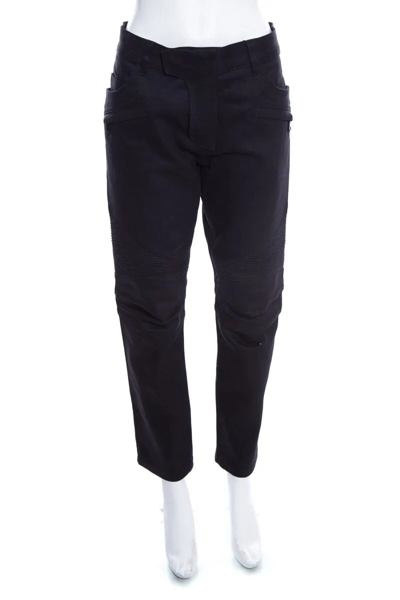 Balmain Black  Moto Jeans SZ 34