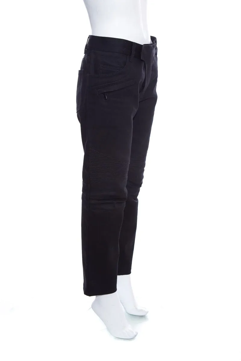 Balmain Black  Moto Jeans SZ 34