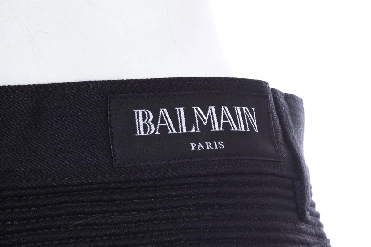 Balmain Black  Moto Jeans SZ 34