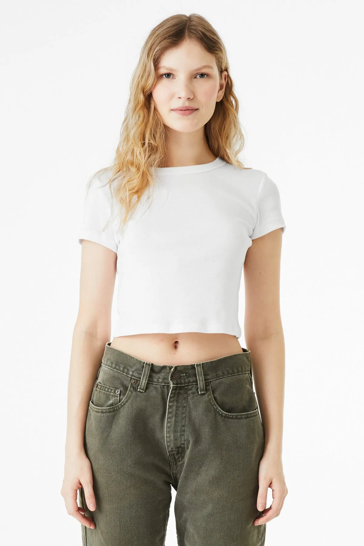BELLA CANVAS Women's Micro Rib Baby Tee BC1010 Solid White Blend