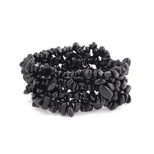 BLACK ONYX CHIPS CHUNKY STRETCH  BRACELET  #ADX6803014BR (SHBB12)