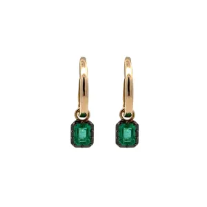 Black Rhodium Emerald Drop Huggies