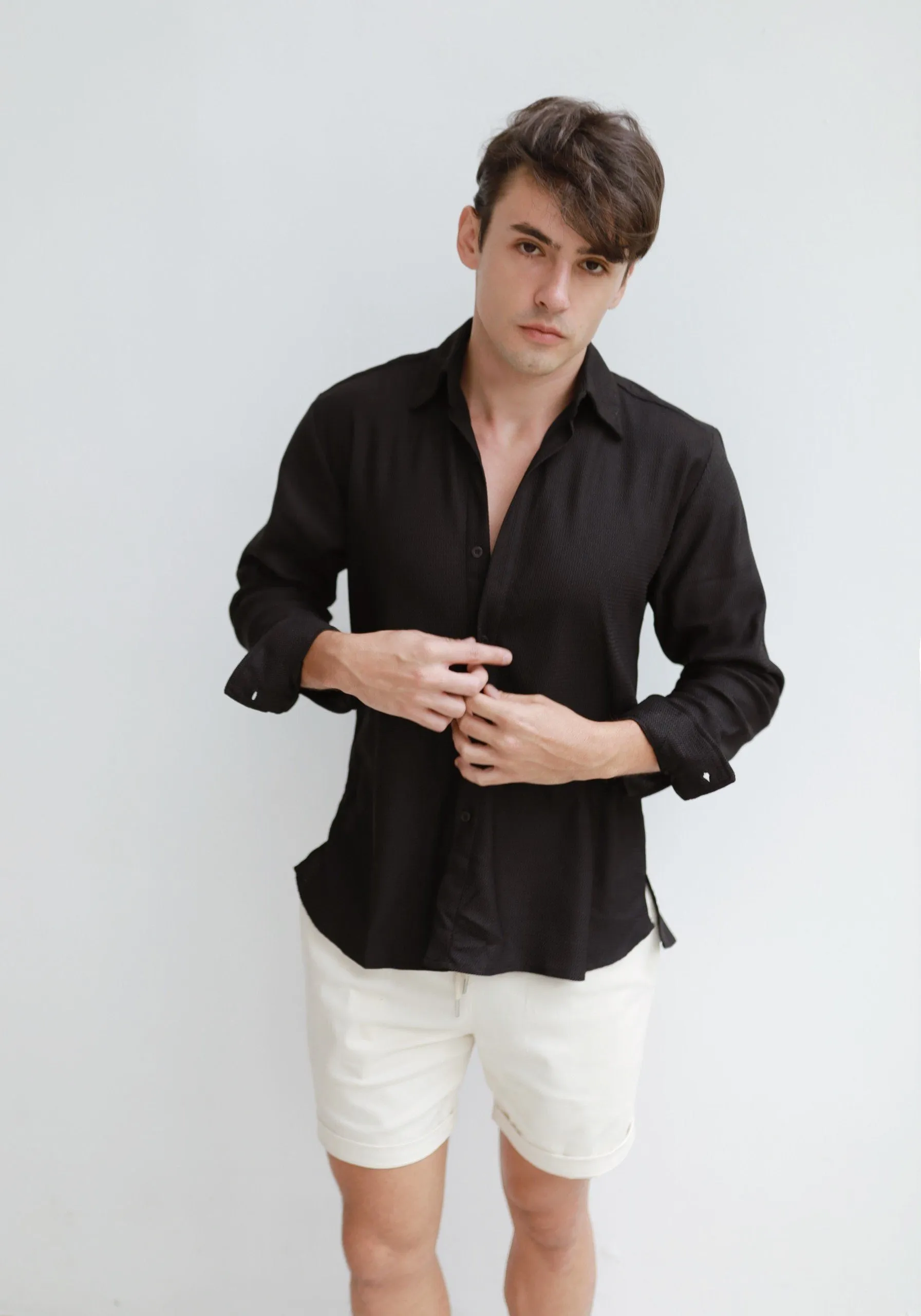 BLACK TERRY LONG SLEEVE SHIRTS