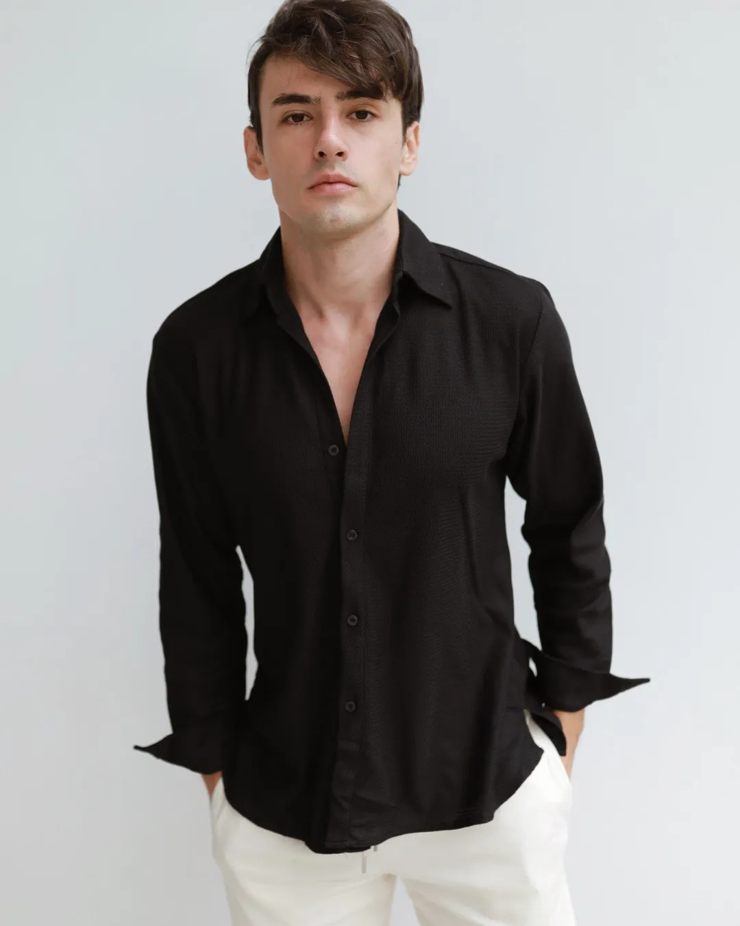 BLACK TERRY LONG SLEEVE SHIRTS