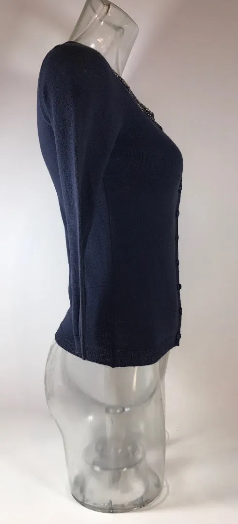 BLUMARINE Navy Long Sleeve Button Down Cardigan