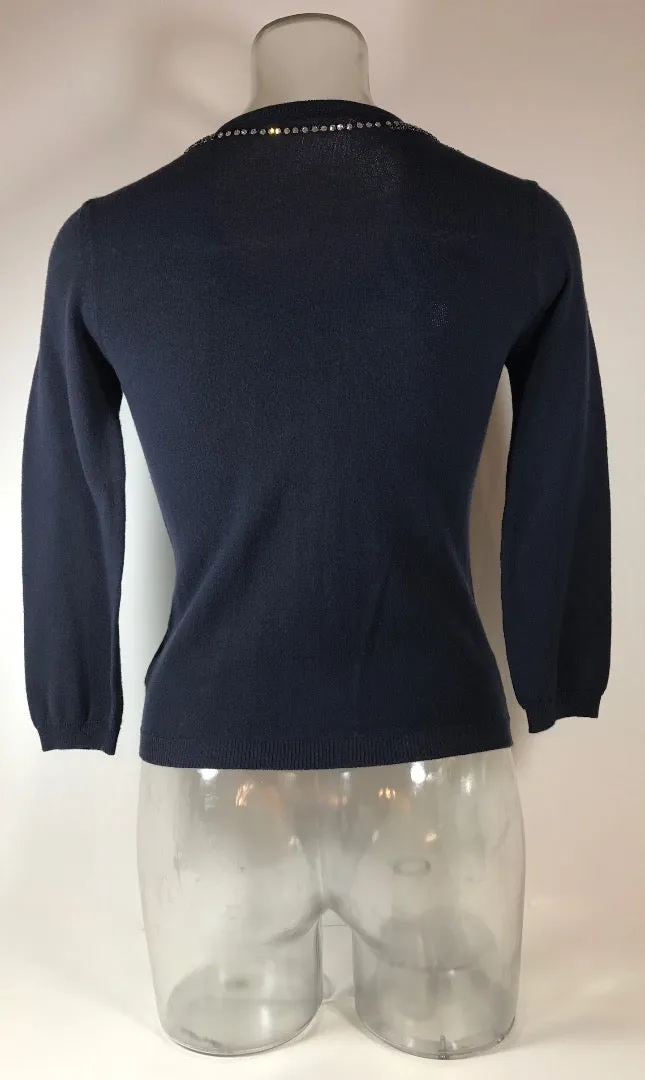 BLUMARINE Navy Long Sleeve Button Down Cardigan