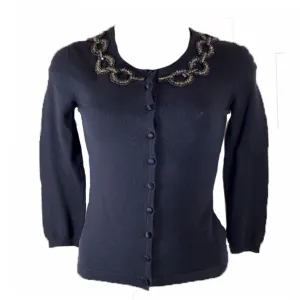 BLUMARINE Navy Long Sleeve Button Down Cardigan