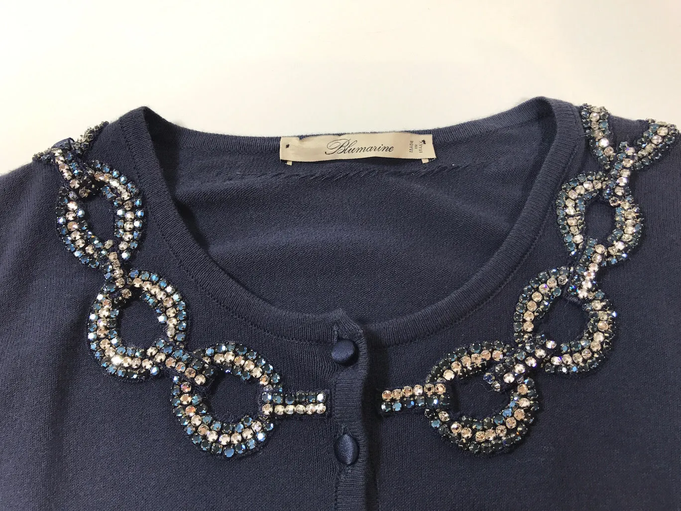 BLUMARINE Navy Long Sleeve Button Down Cardigan