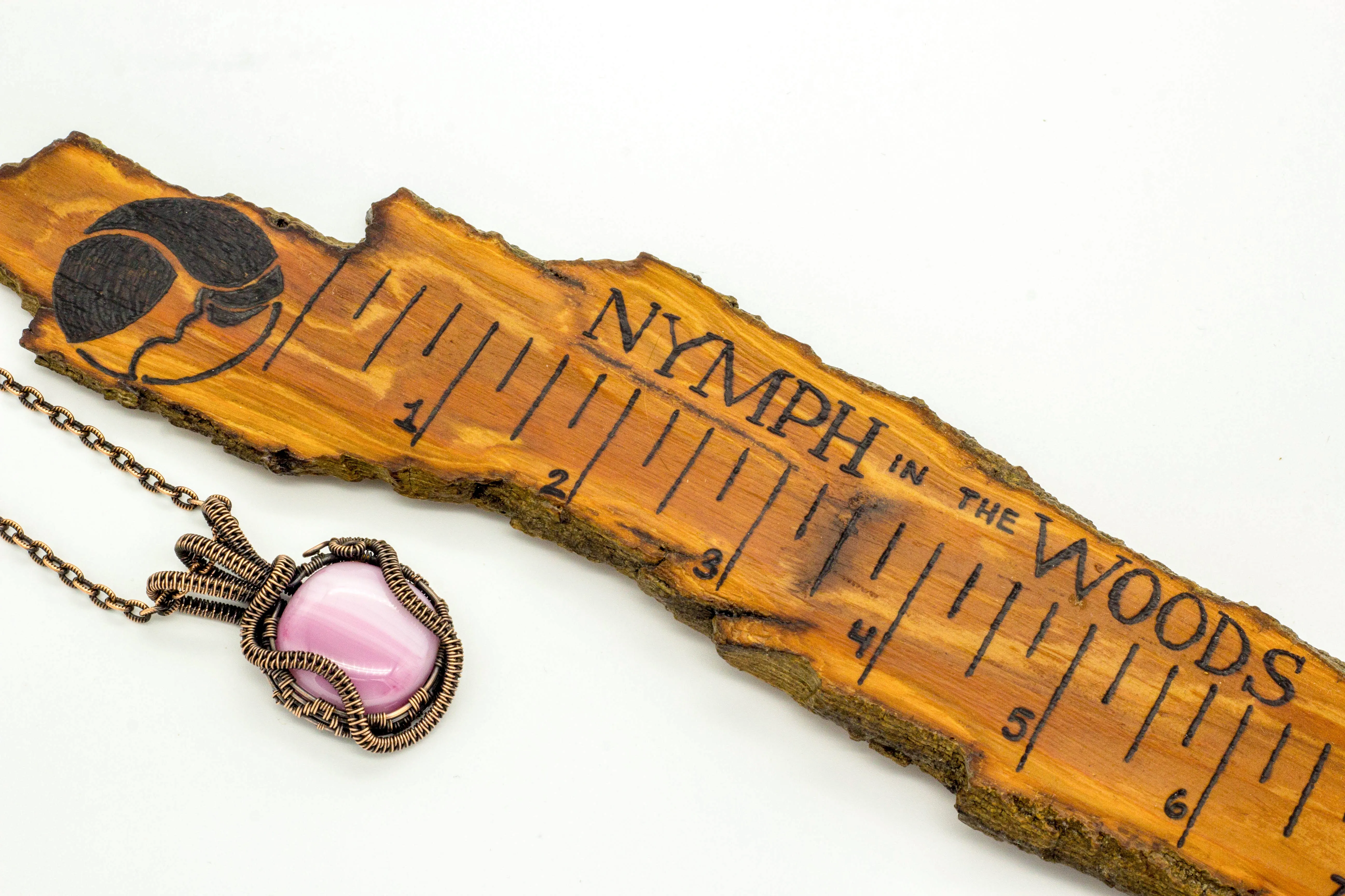 Blush Pink Fused Glass with Copper Wire Wrapping
