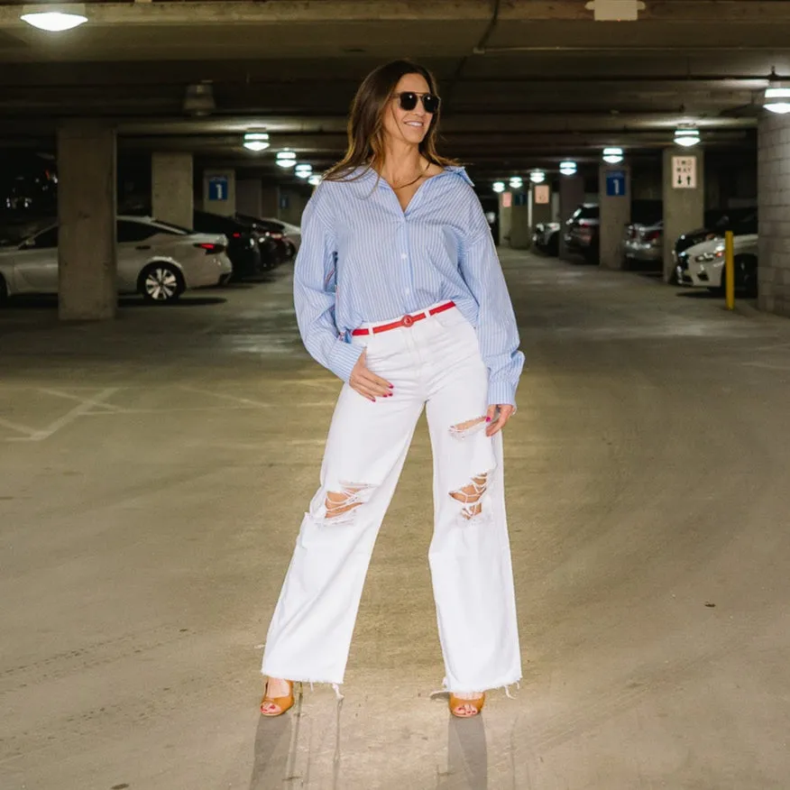 Bobby 90's Vintage Super Hi Rise White Jeans