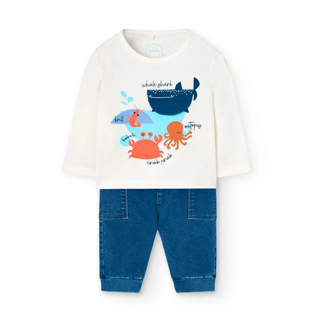 Boboli Under the Sea Top & Jeans Set