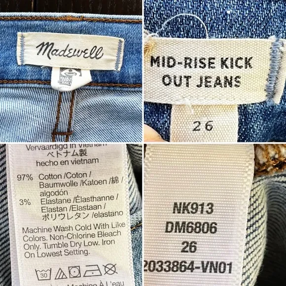 BOGO! Madewell Kick Out Crop Flare Jeans Raw Hem Carey Wash Blue Size 26