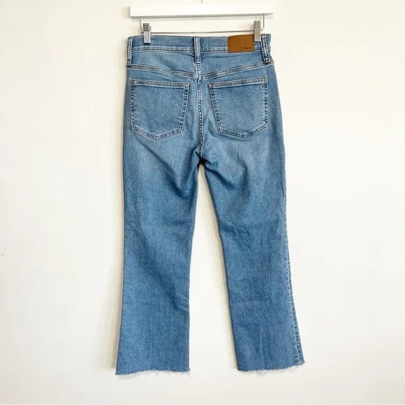 BOGO! Madewell Kick Out Crop Flare Jeans Raw Hem Carey Wash Blue Size 26