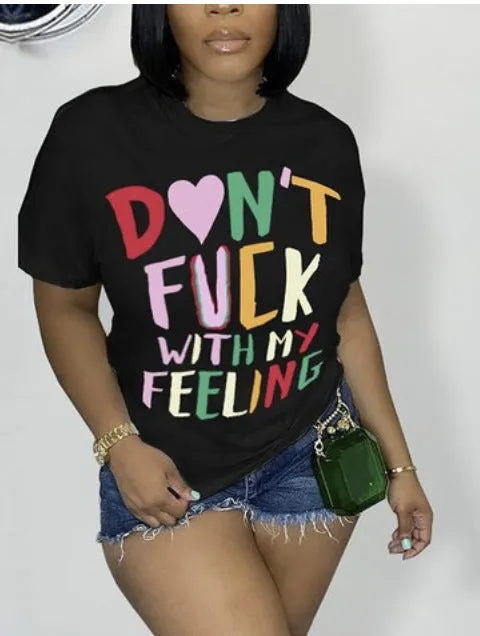 Bold Statement Graphic Short-Sleeve T-Shirt with Round Neck