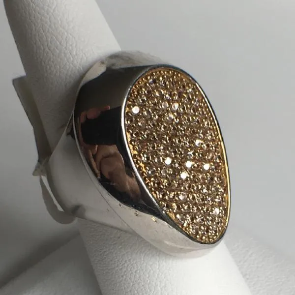 Bold Sterling Silver Ring With Yellow Pave CZ