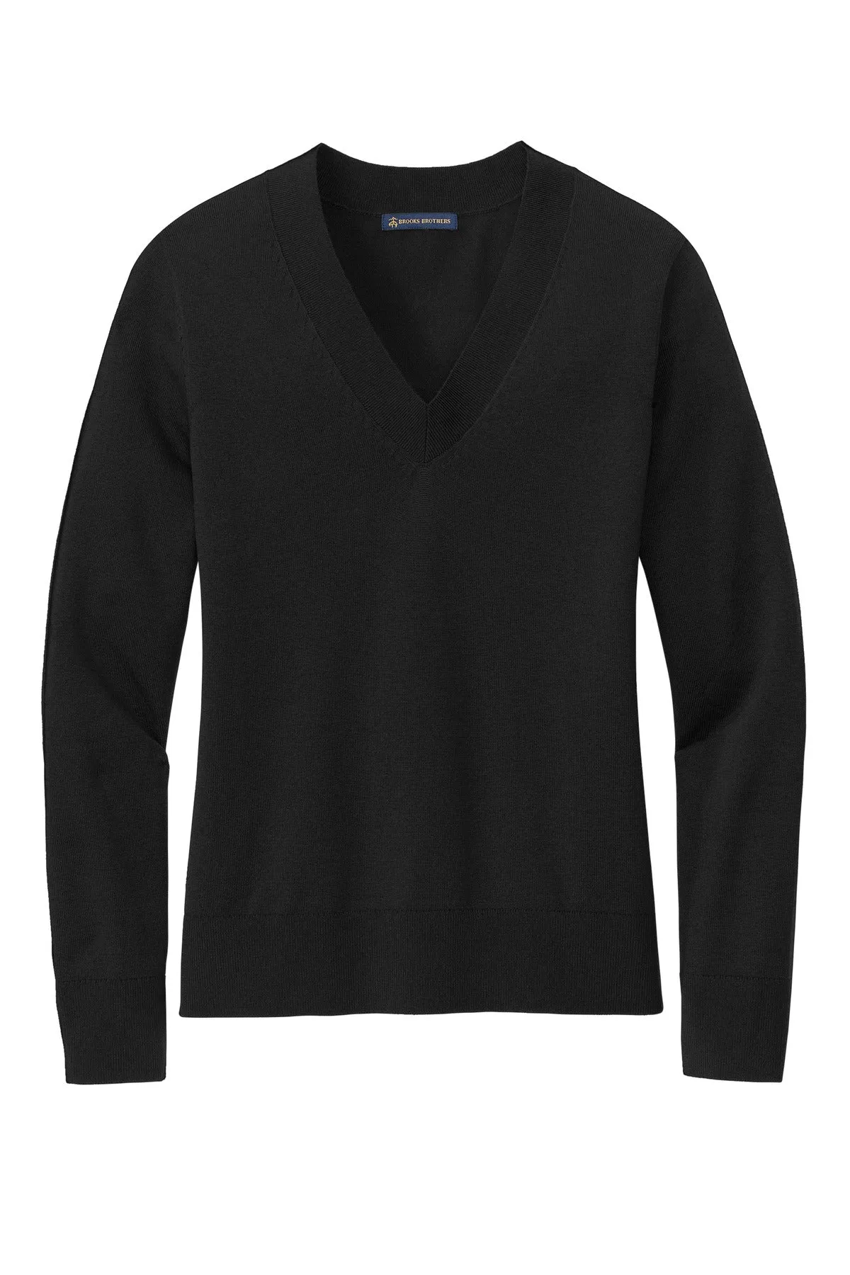 Brooks Brothers Women's Cotton Stretch V-Neck Sweater BB18401 Deep Black