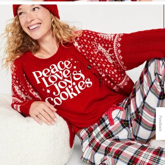 Bundle of 4 Waffle Knit Pajama Pants &amp; 4 Graphic Christmas Tee Shirts