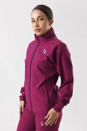 Burgundy Woven Stretch Tracksuit Jacket