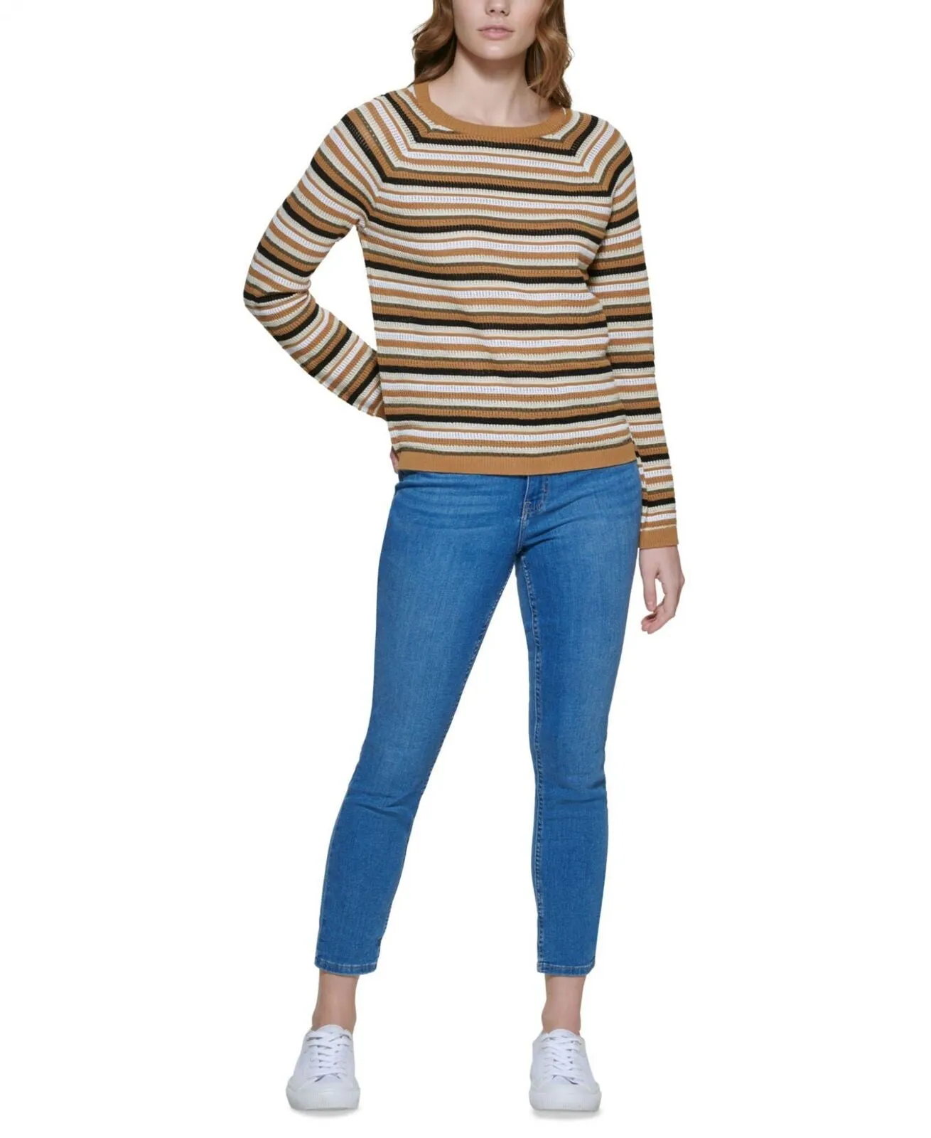 Calvin Klein Womens Striped Cotton Sweater M2BSN727
