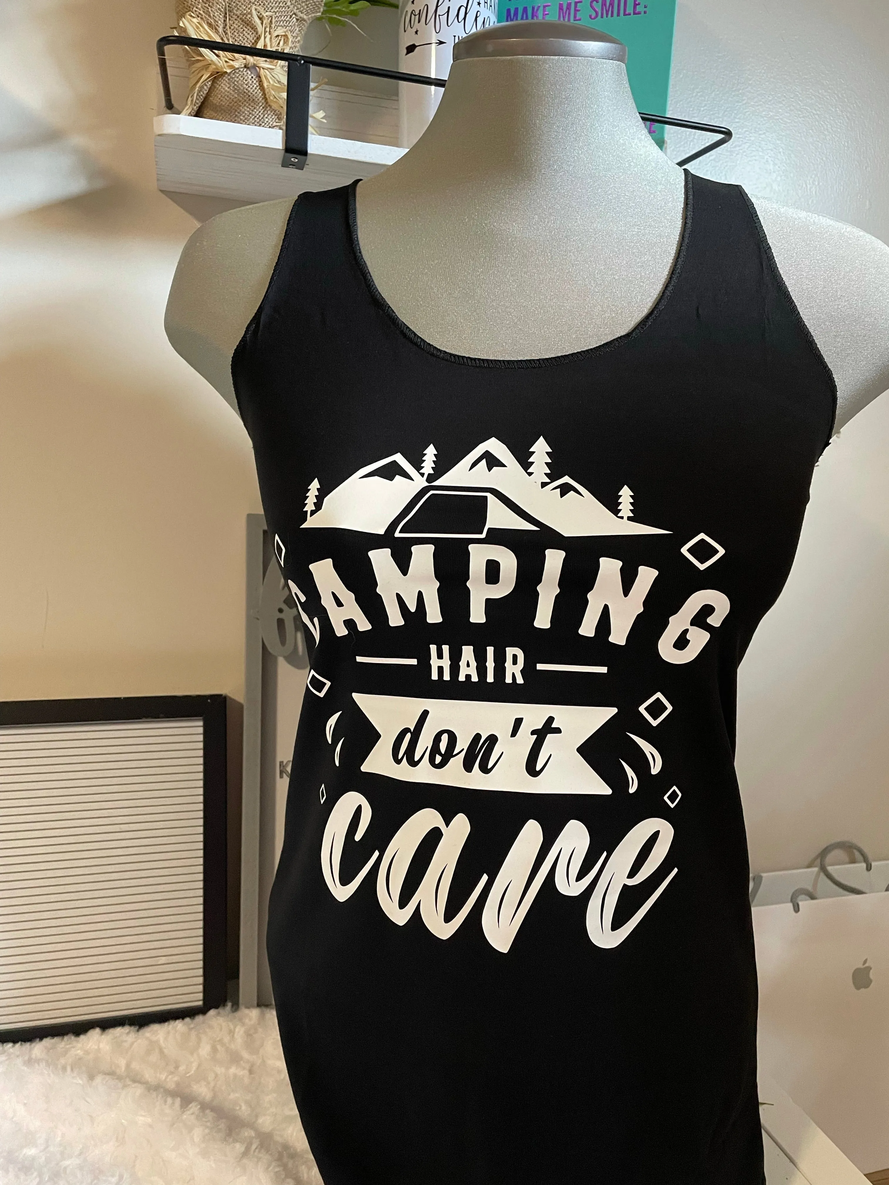 “Camping Hair Don’t Care” Women's Racerback Tank