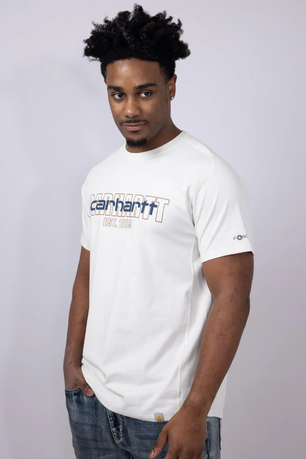 Carhartt Force Relaxed Fit Midweight Logo T-Shirt for Men in Malt | 106653-W03-MALT