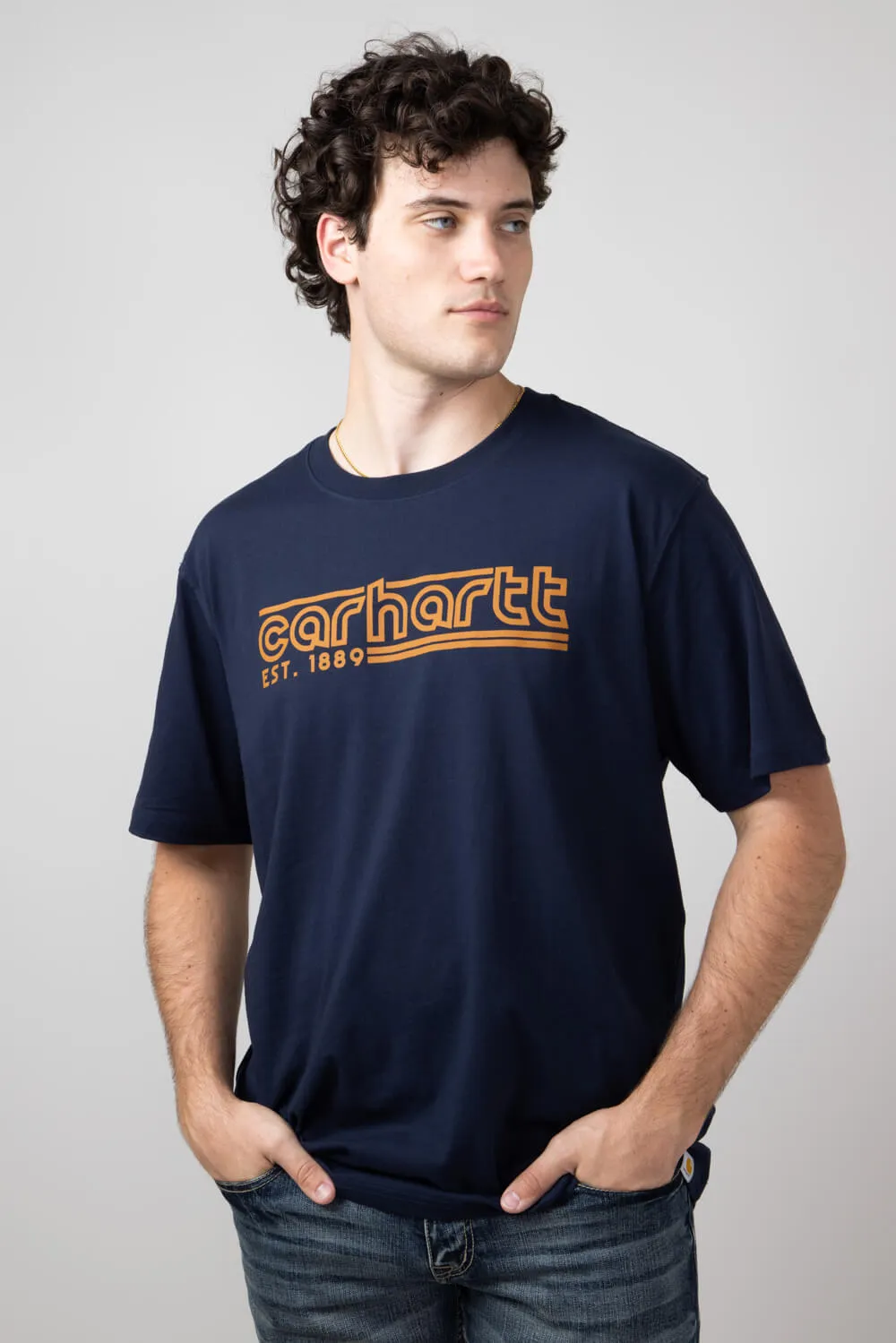 Carhartt Relaxed Fit Lightweight Logo Graphic T-Shirt for Men in Navy | 106538-I16-NVY
