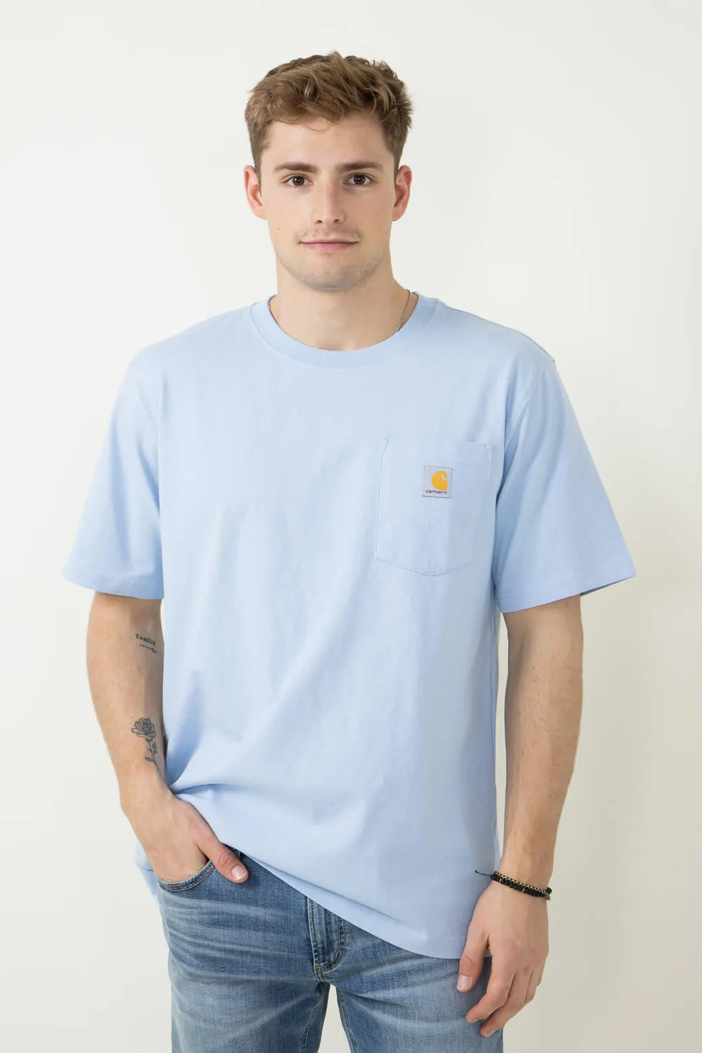Carhartt Relaxed Heavyweight Pocket C Graphic T-Shirt for Men in Blue | 106149-HC5-FOGBLUE