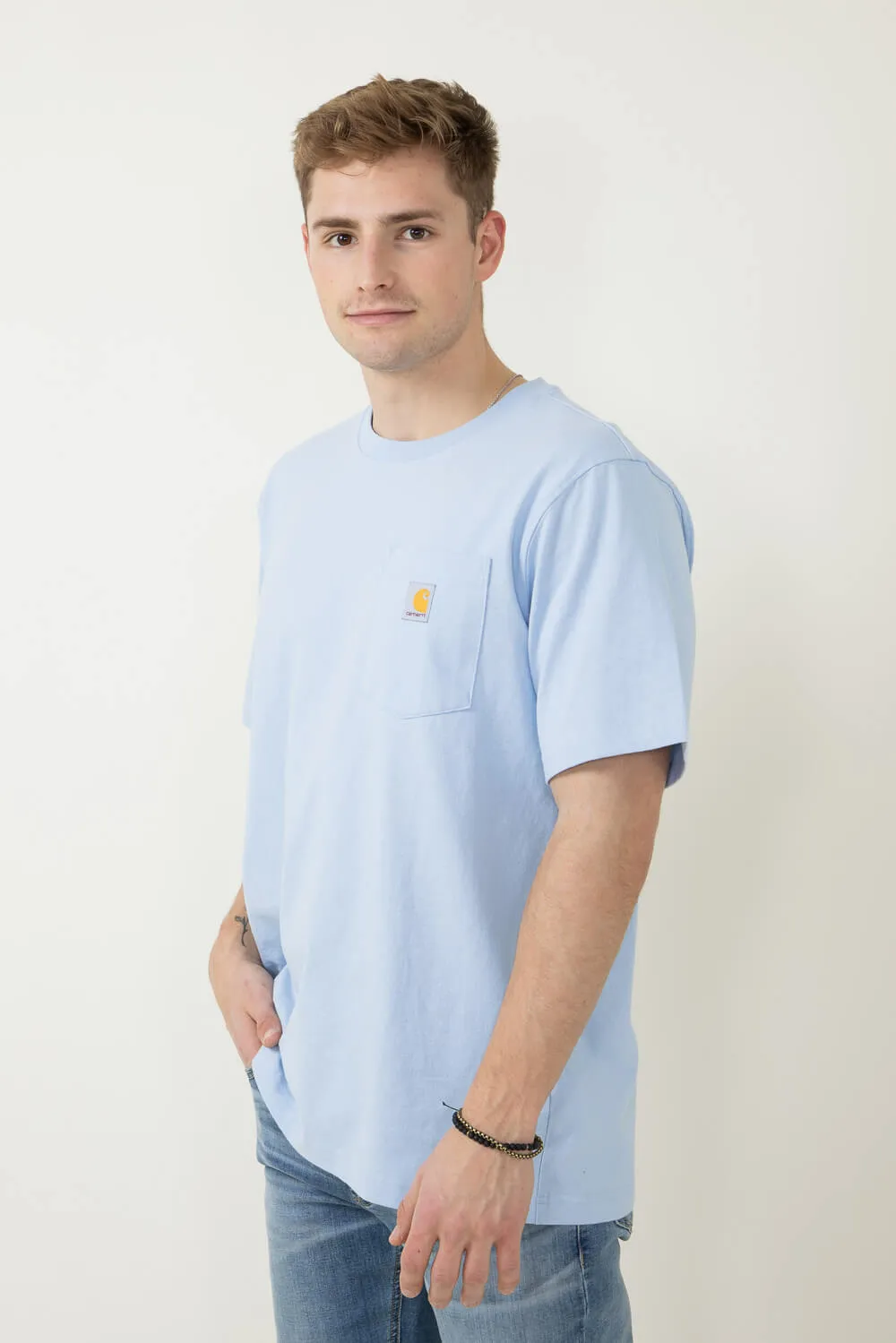 Carhartt Relaxed Heavyweight Pocket C Graphic T-Shirt for Men in Blue | 106149-HC5-FOGBLUE