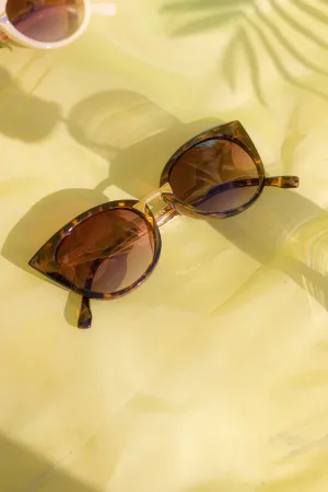 Cat Eye Sunglasses with Gold Bar Detail