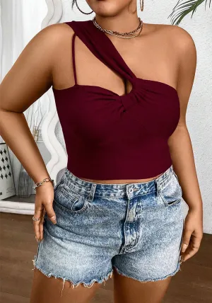 Chic Single-Strap Asymmetrical Burgundy Crop Top with Modern Twist