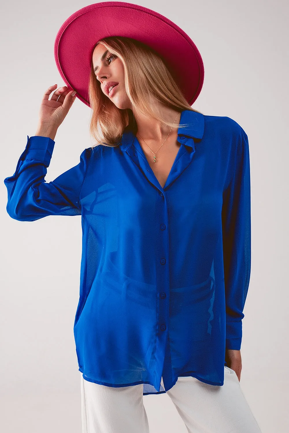 Chiffon shirt in blue