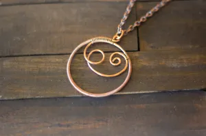 Circular Copper Wire Wrapped Pendant