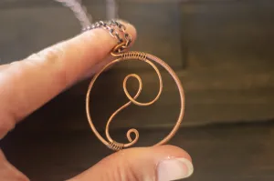 Circular Copper Wire Wrapped Pendant