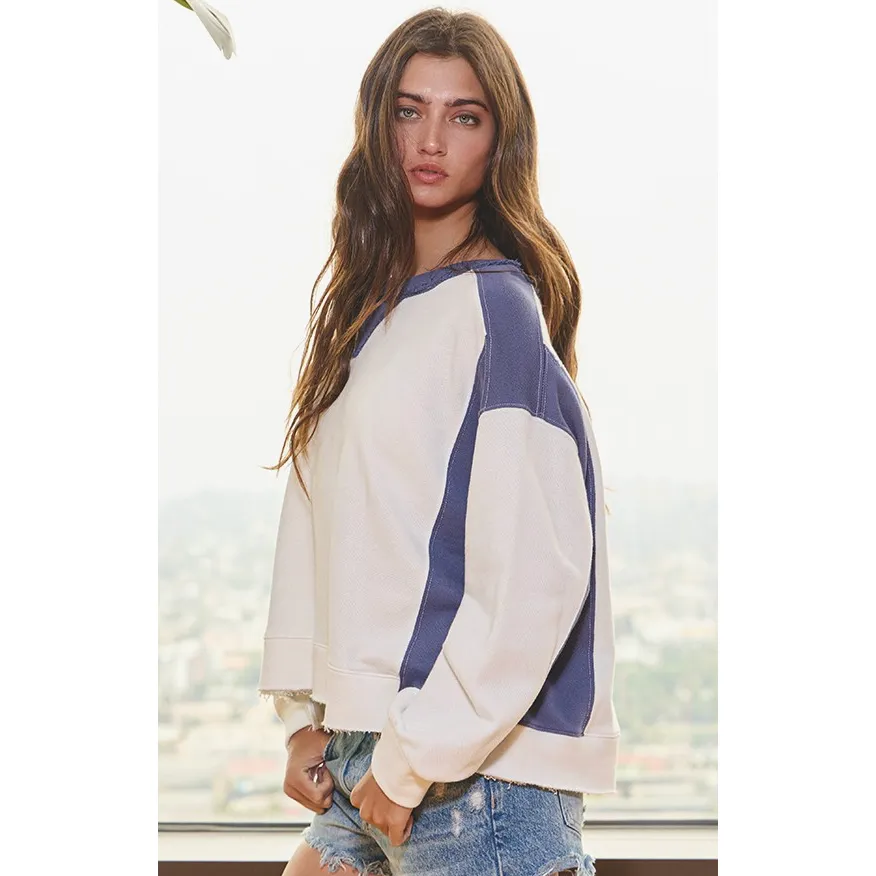 Colorblock Raw-Edge Sweatshirt