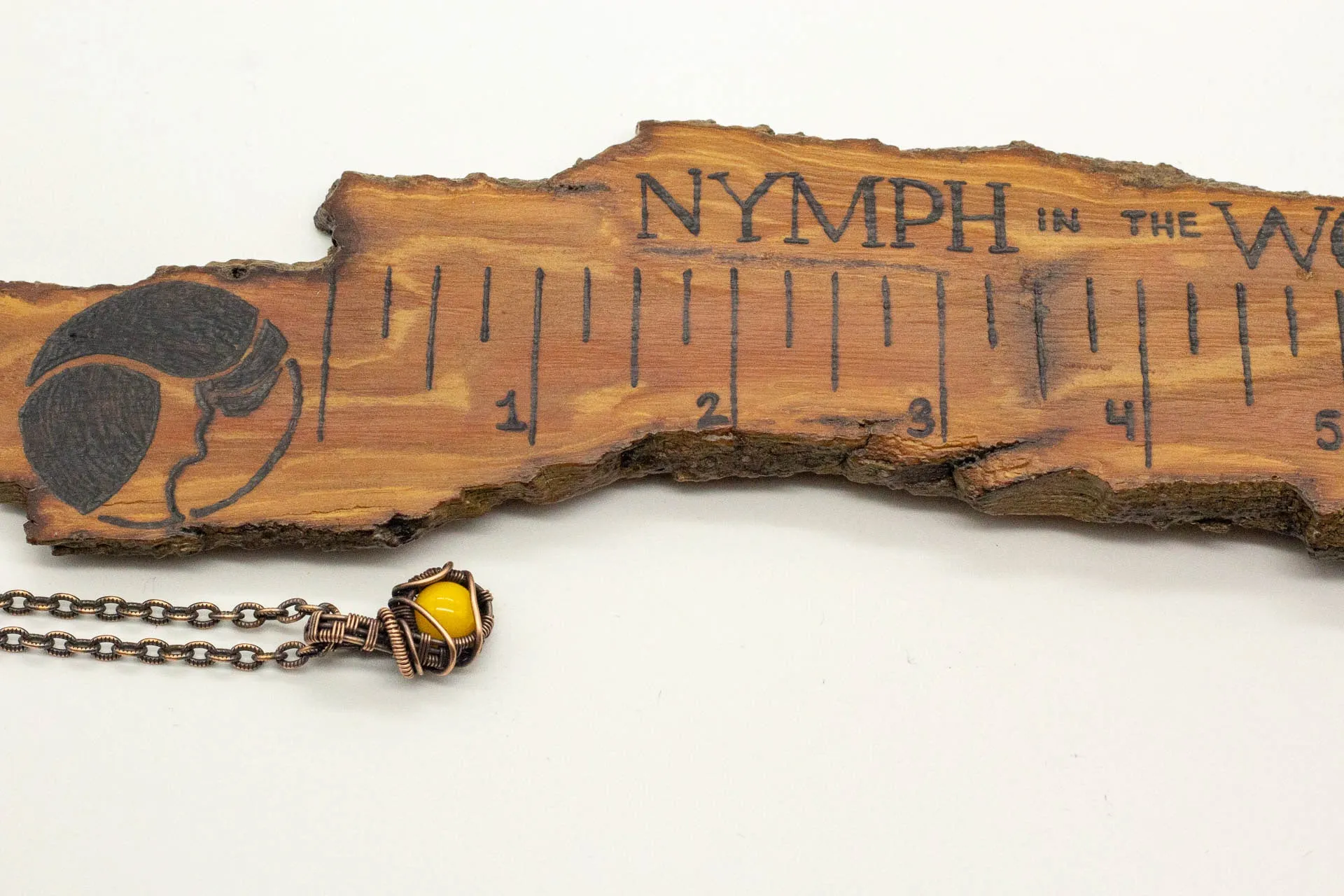 Copper Mini Pendant with Bright Yellow Fused Glass Accent