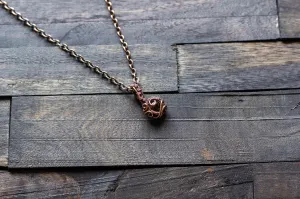 Copper Mini Pendant with Transparent Amber Fused Glass Accent