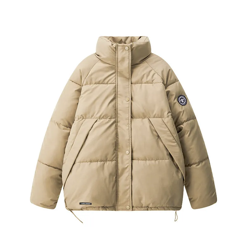 Cozy Zip Up Puffer Jacket for Women with Label Details