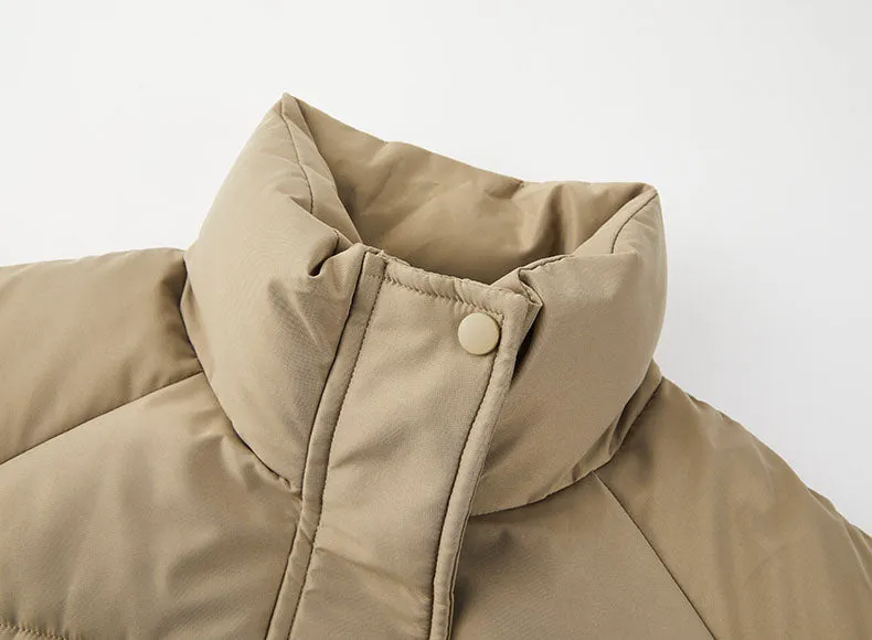 Cozy Zip Up Puffer Jacket for Women with Label Details