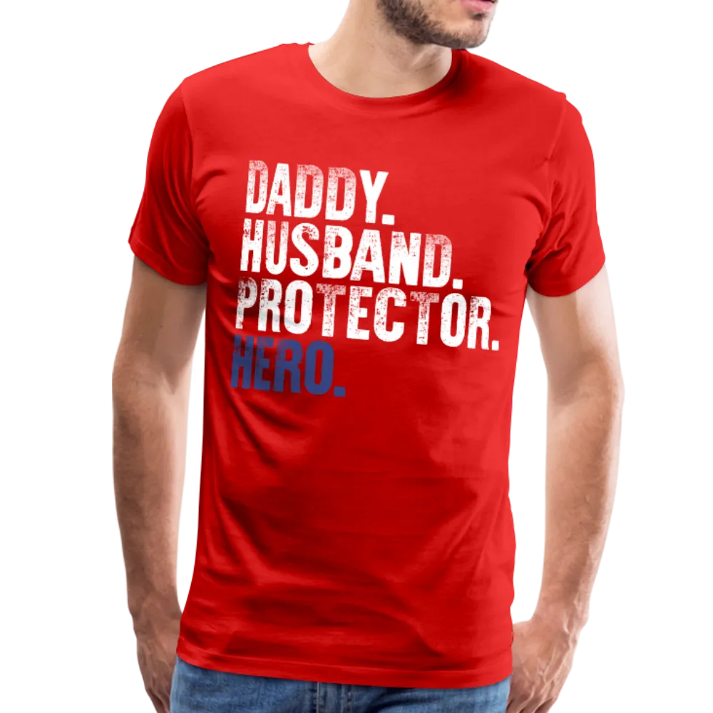 Daddy Husband Protector Hero Blue Men's Premium T-Shirt (CK1493)